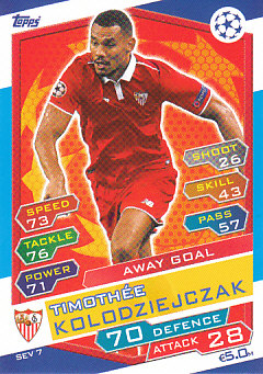 Timothee Kolodziejczak Sevilla FC 2016/17 Topps Match Attax CL Away Goal #SEV07